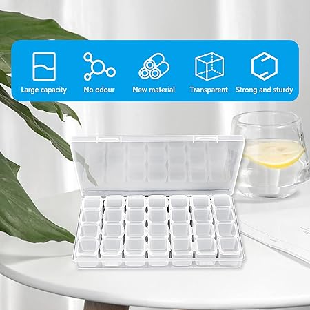28 Cells Adjustable Plastic Storage Box with Label Sticker For Jewelry